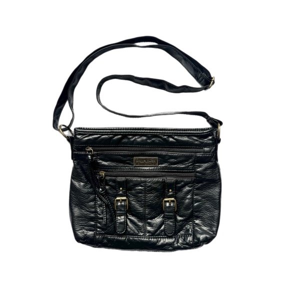 Wallflower Handbags - Wallflower Slouchy Black Faux Leather Crossbody